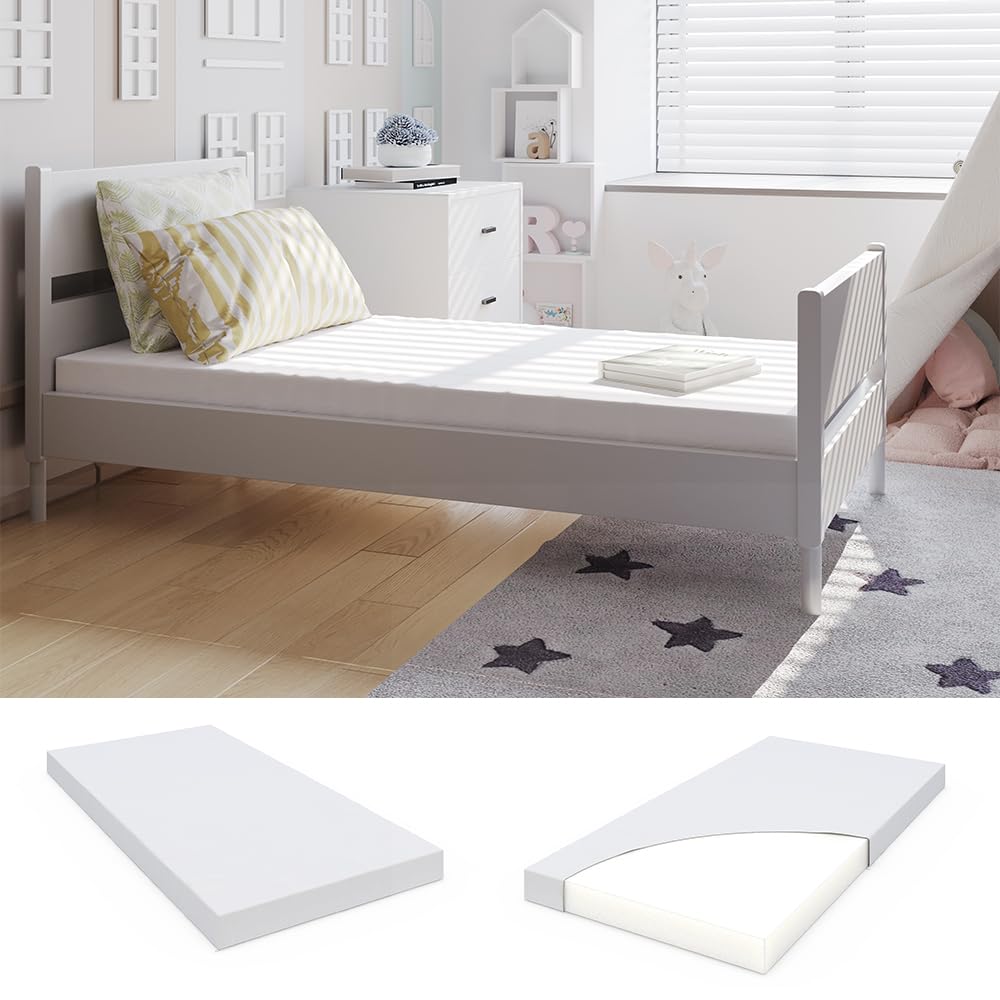 VitaliSpa Matelas pour Enfants, Blanc, 140x70cm, avec Housse Respirante et système de Housse Amovible