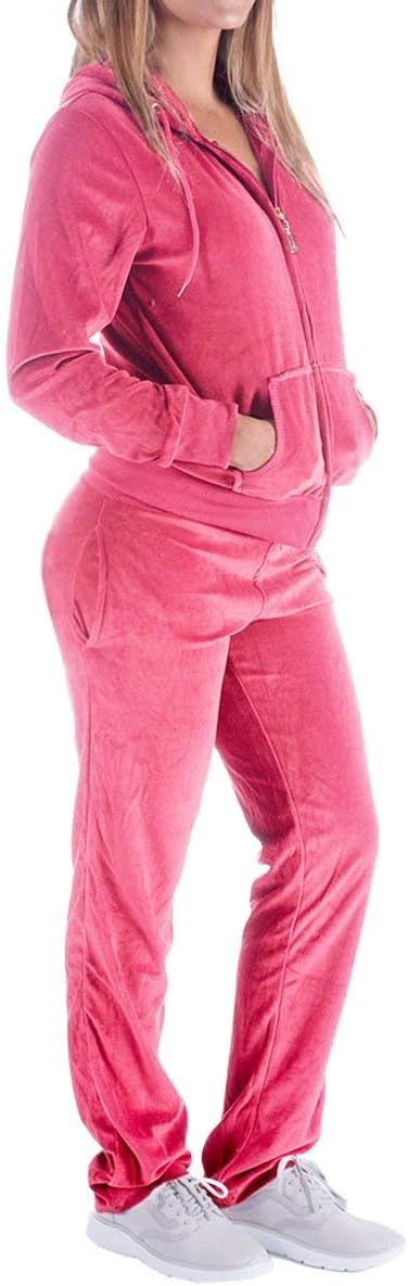 Facitisu Women's Track Suit Set 2 Piece Velvet Sweatsuits Jogging Sweatshirt & Sweatpants Sport Wear outfits