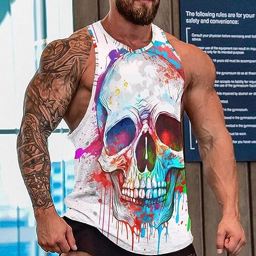 MARSVOVO Men's Graphic Tank Tops Novelty Skull 3D Print Muscle Casual Sleeveless T-Shirt Summer Cool Crew Neck Tees2