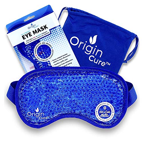 Origin Cure Gel Beads Eye Mask Hot/Cold Reusable Cooling Eye Mask Cold Compress for Puffy Eyes, Dark Circles, Headache, Migraines, Sinuses, Dry Eyes, Blepharitis, Pink Eye, Allergies and Pain Relief
