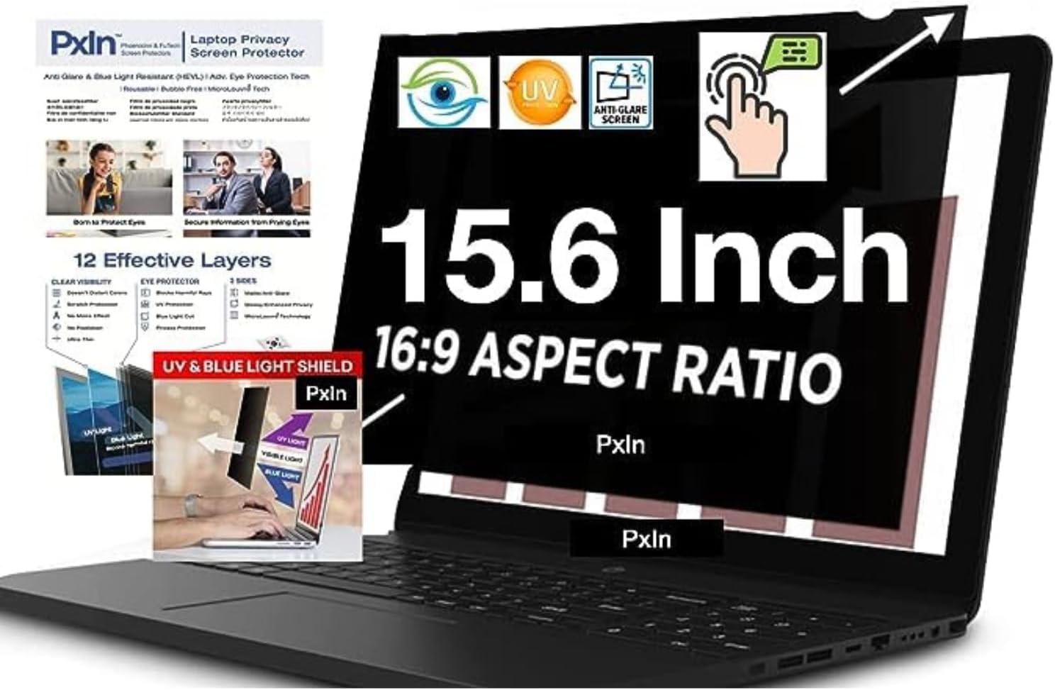 PxIn 14 Inch Privacy Screen Filter NO Eye Strain AntiBlue Light