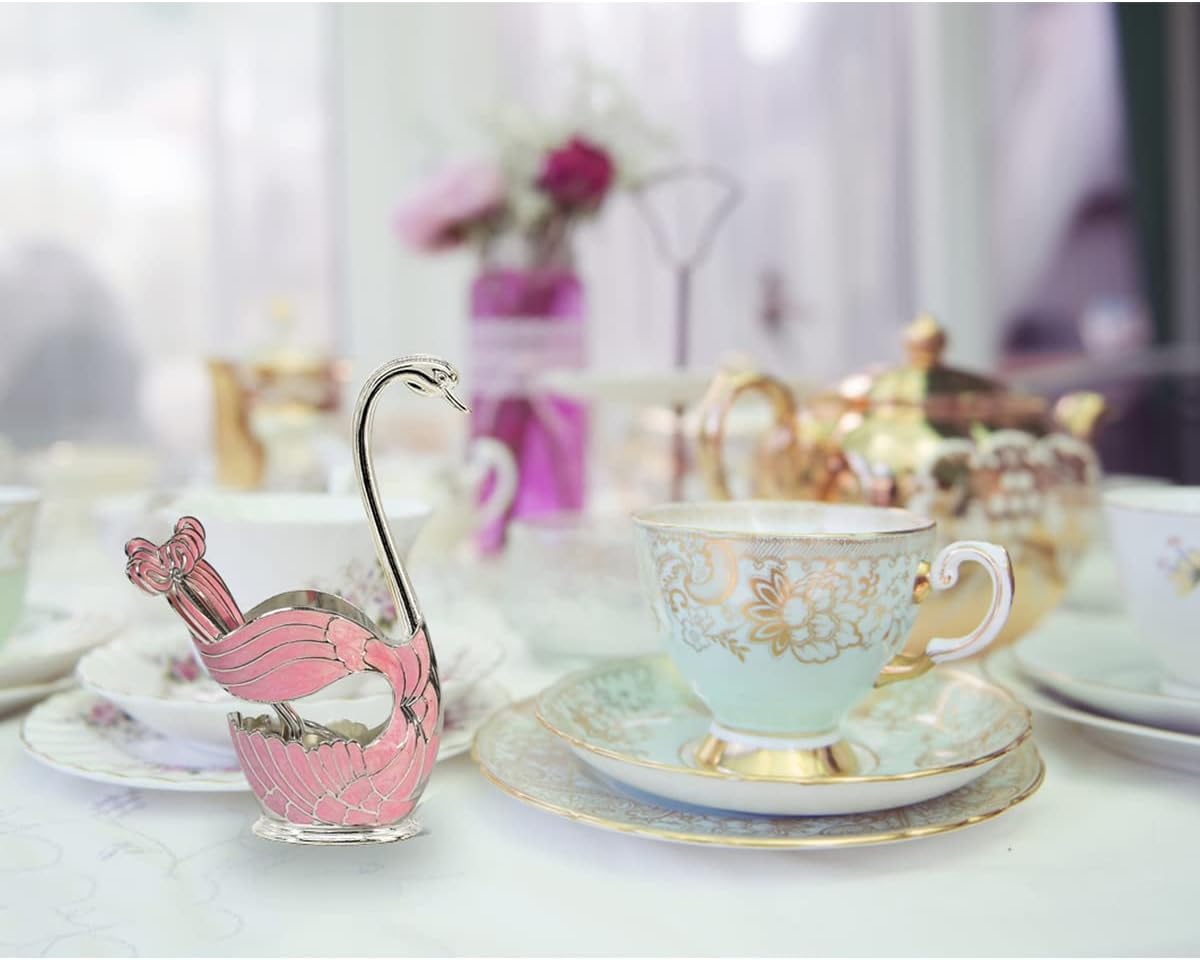 Set Di Cucchiai Da Caffè Con Supporto A Base Di Cigno, Organizzatore Di