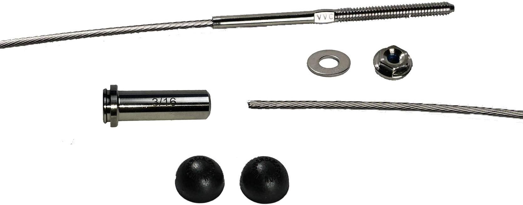 VistaView CableTec - Fast and Easy Stainless Steel Cable Railing Installation Kit for Metal Posts – 3/16 Inch Cable, 15 Feet with Black End Caps (One Strand)