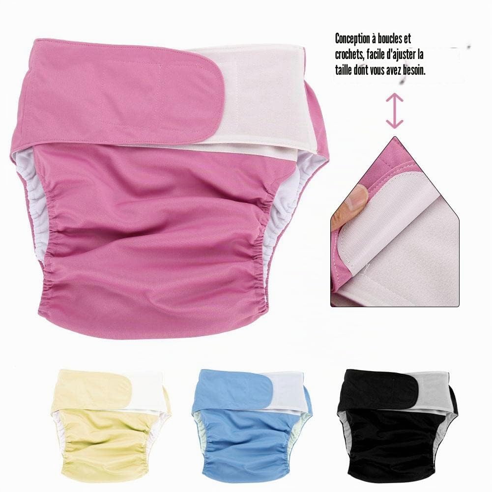 Couches Pour Adultes, Couches En Tissu Adulte Réutilisables Anti Side Leakage Nappy Cloth Diapers Réglable Grande Couche, Pour Les Soins Aux Personnes Âgées Et Handicapées (Noir)