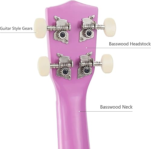 Miniatura 3 de Ukelele soprano de moda para principiantes de 21 pulgadas. Ukelele hawaiano para niños, adultos y estudiantes con bolsa de concierto (violeta)