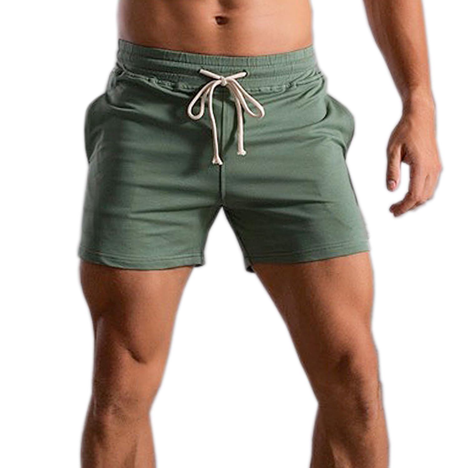 Waghaw Men 5.5/7 Inch Cotton Sweat Shorts Men Cotton Workout Short with Pockets