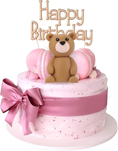 Decoración para tartas de oso de peluche, 2.8 x 1.8 pulgadas/2.8x1.8 in, oso de peluche, decoración de pasteles para baby shower, aniversario,