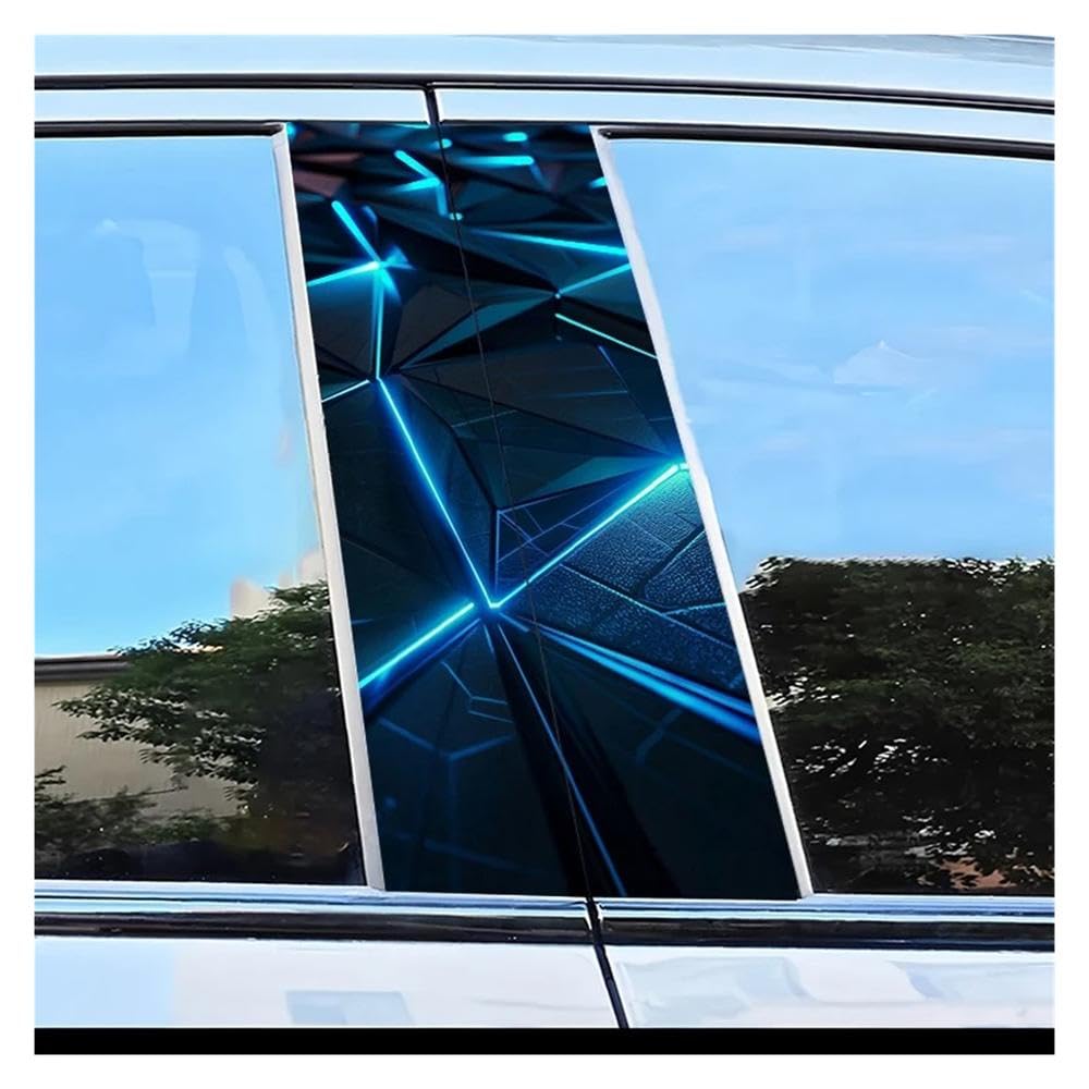 Auto Accessory 2pcs Car Door Pillar Decoration Sticker Geometry Pattern Scratch Resistant Film