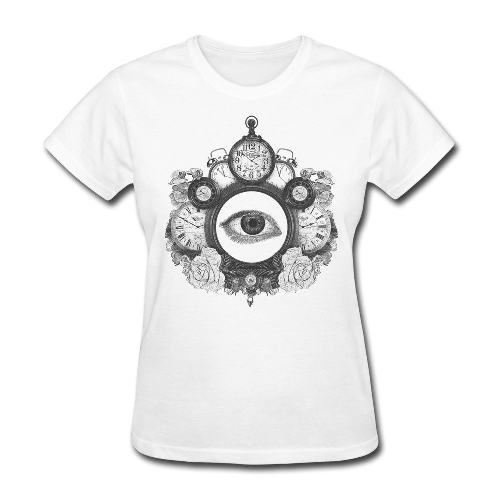 FACAI Women's Time Cotton Crew Neck Short Sleeve T-Shirt Tee White