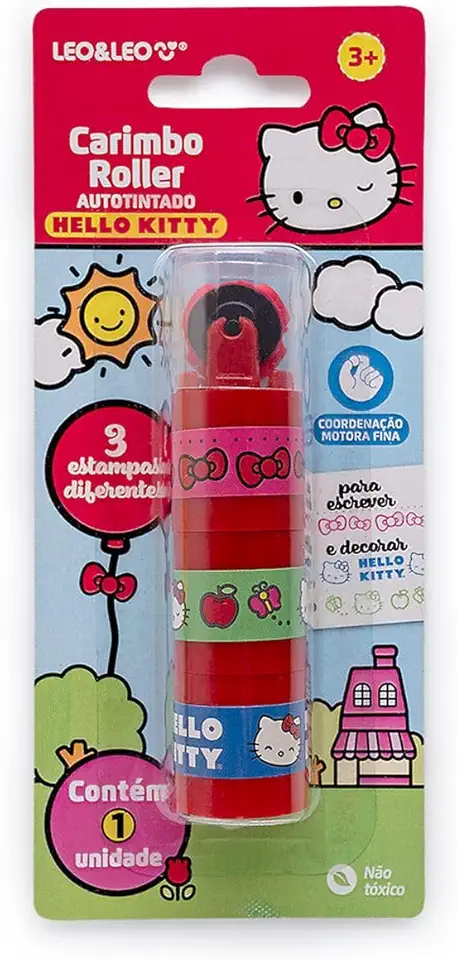 Kit de Carimbos Pedagógicos, Leonora, Hello Kitty, Roller, 3 Modelos, Sortido