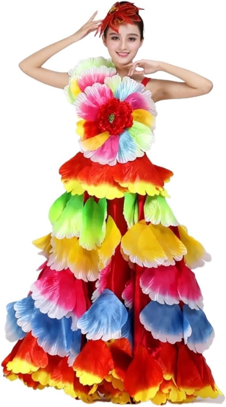 360 Large Opening Dance Dress Blooming Flowers Dance Performance Costumes Women Large Skirt Petal Skirt