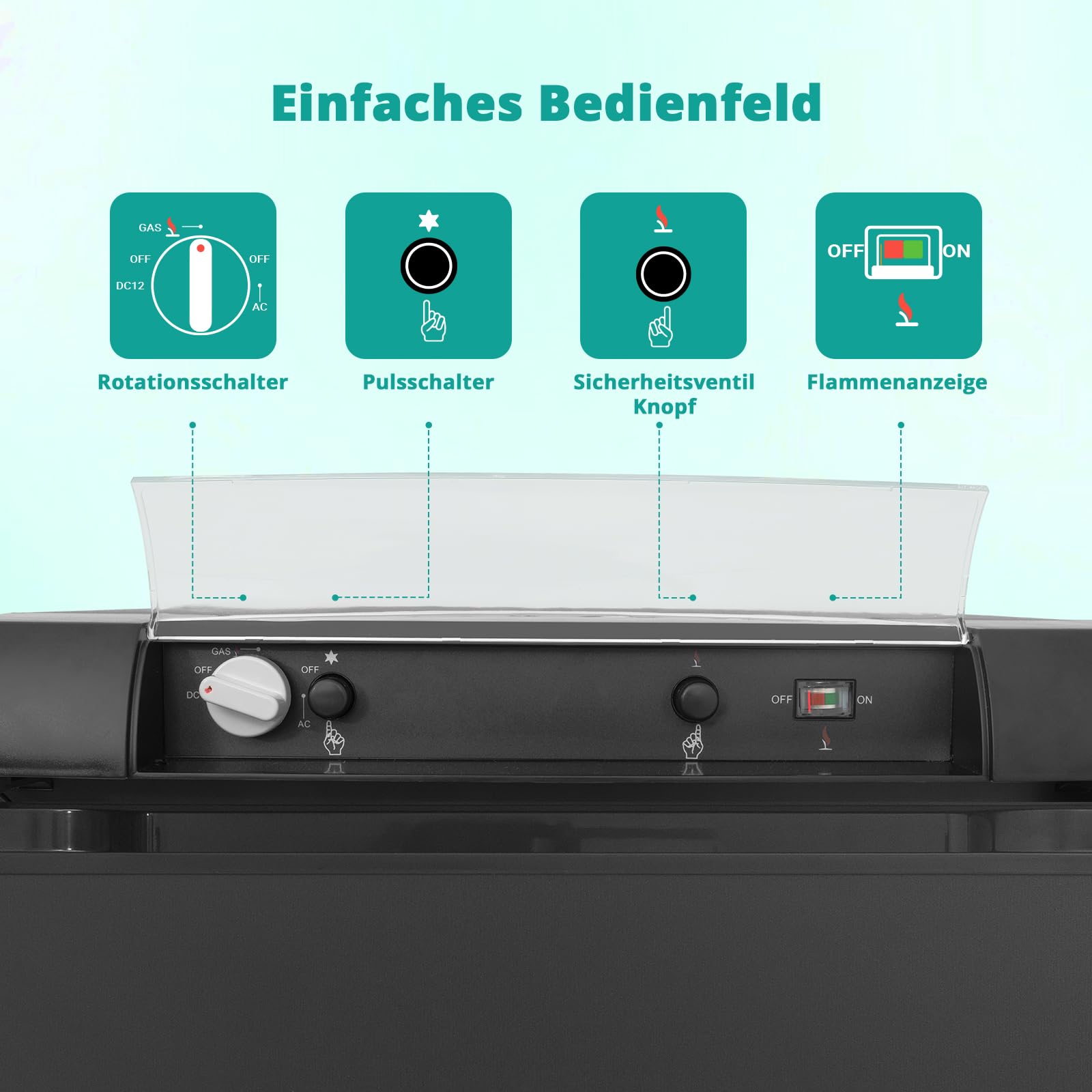 SMETA Camping kühlschrank 12V 230V Gas,Wohnmobil Kühlschrank 60L,Gas Kühlschrank,3 Wege Kühlschrank 60L, Tragbarer Kühlschrank für Wohnmobil, Wohnwagen, LKW, Van, Garage, Cottage, Leiser 0dB