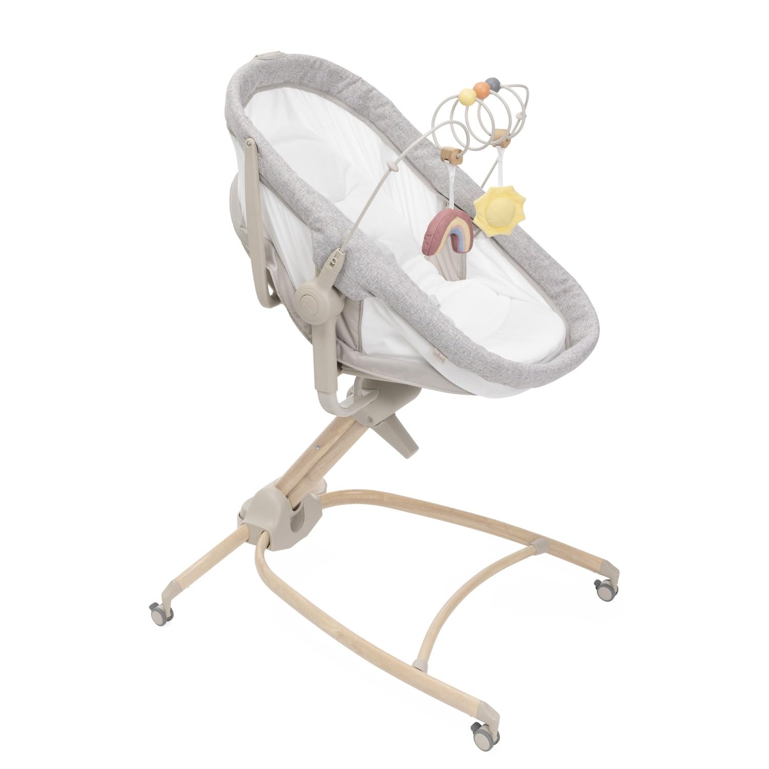 Chicco Baby Hug 4en1 Armonía, Cuna, Hamaca, Trona y Silla de Mesa 0-36 Meses, Altura Regulable con Pedal, Barra de Juego y Tela de Red para Circulación de Aire, Solución Ahorraespacio