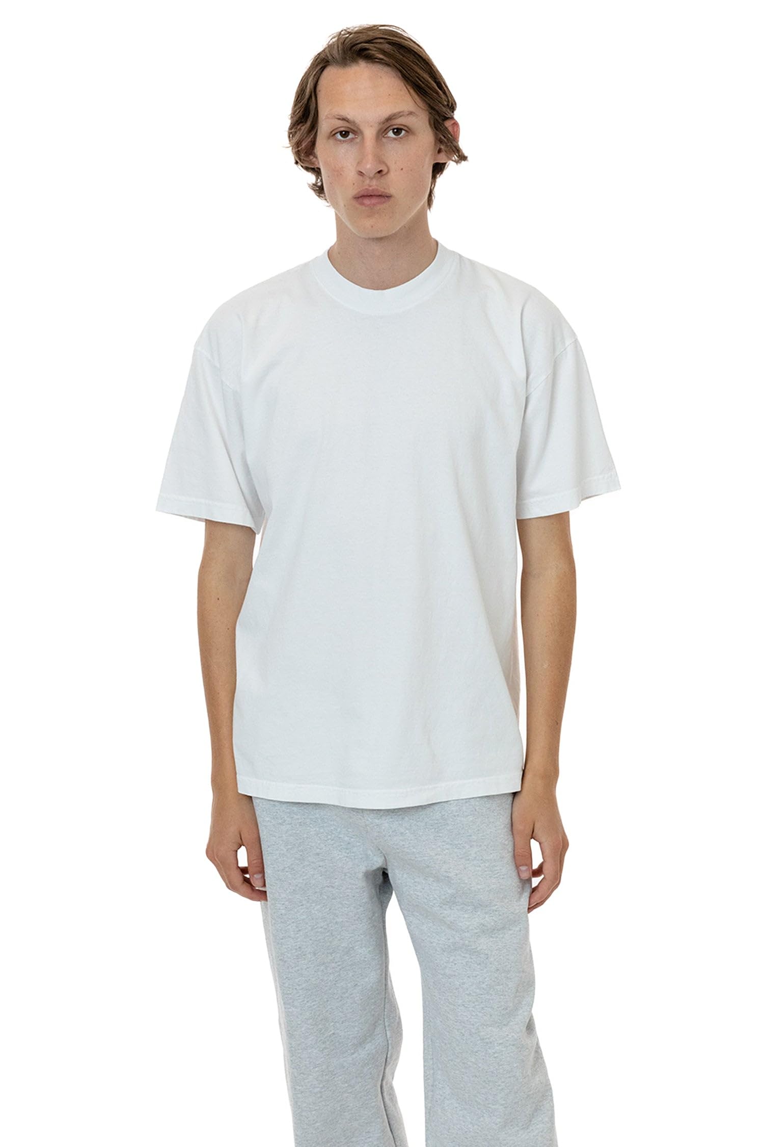 The 1801 Pigment Dye - 6.5oz Garment Dye Crew Neck T-Shirt, USA Cotton, USA Made, White, S
