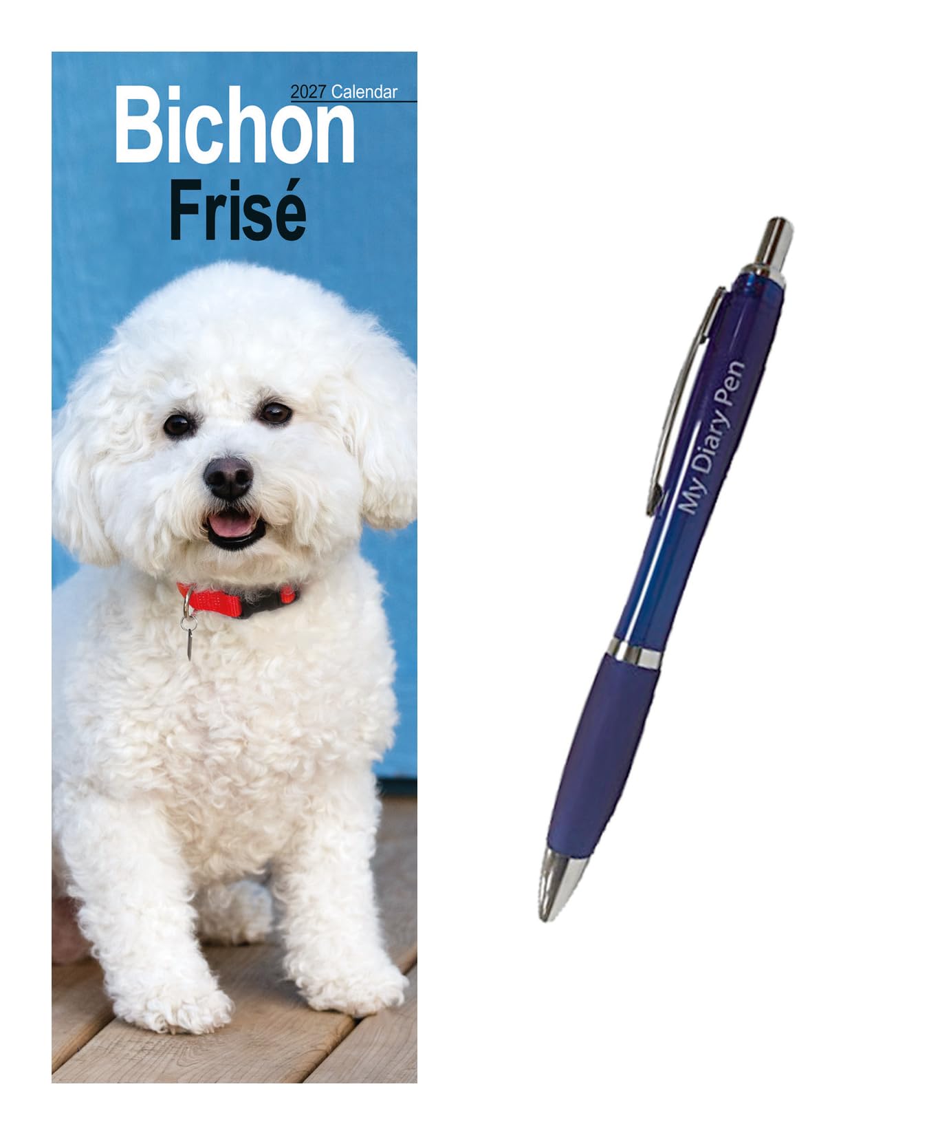 Bichon Frise Slim Calendar 2027 + EXCLUSIVE LIMITED EDITION PEN