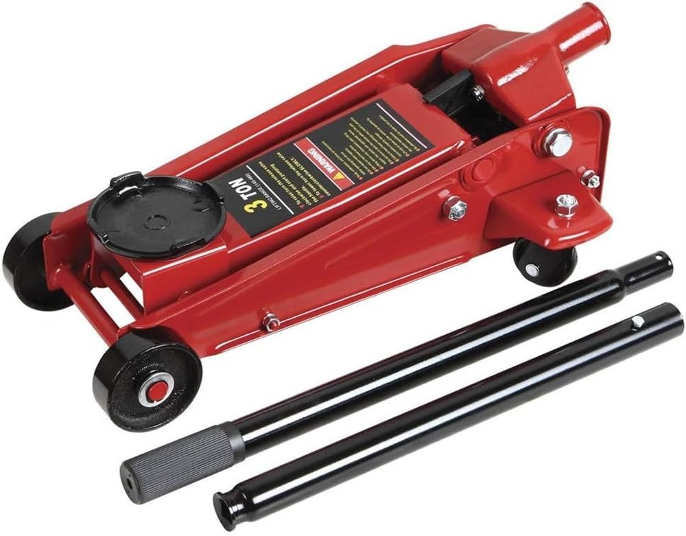 CKKNILV Hydraulic Jack 3 Tons, 3t Horizontal Jack Car, Adjustable Lift Height 135 to 460mm 4 Wheels