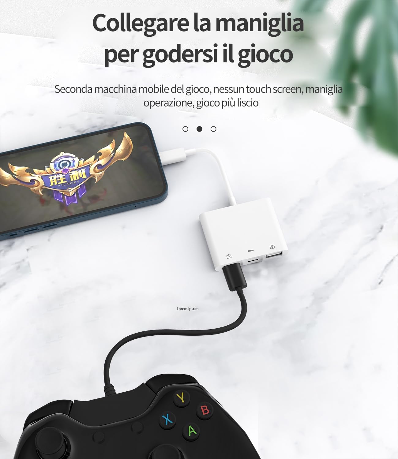 Adattatore Lightning USB 3.0 Per Apple iPhone iPad (3 in 1) Ricarica Cavo OTG Da Camera Chiavetta Lettore Schede Tastiera Telefono Reader Card Jack Chiavette Fotocamera Memoria Mouse Trasferire ip