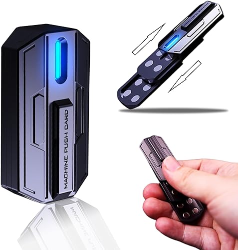 STONESTAR Mecha Fidget Slider, juguete magnético de metal que brilla en la oscuridad, tarjeta de empuje de 3 capas juguetes sensoriales EDC Fidget
