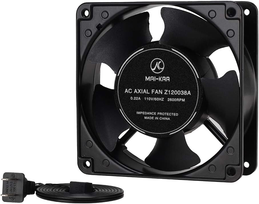 120mm Fan Computer AC 1238, Axial Cooling Exhaust 110V by 125V, High Speed with Metal Net and 4-feet Power Cord