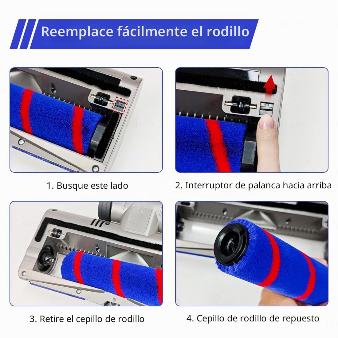 Cabezal de Cepillo de Rodillo Suave LED de Repuesto Compatible con Dyson V7,V8,V10,V11,V15 Aspiradora – Cabezal Solo para Suelos Duros,No Adecuado para Ningún Tipo de Alfombra.