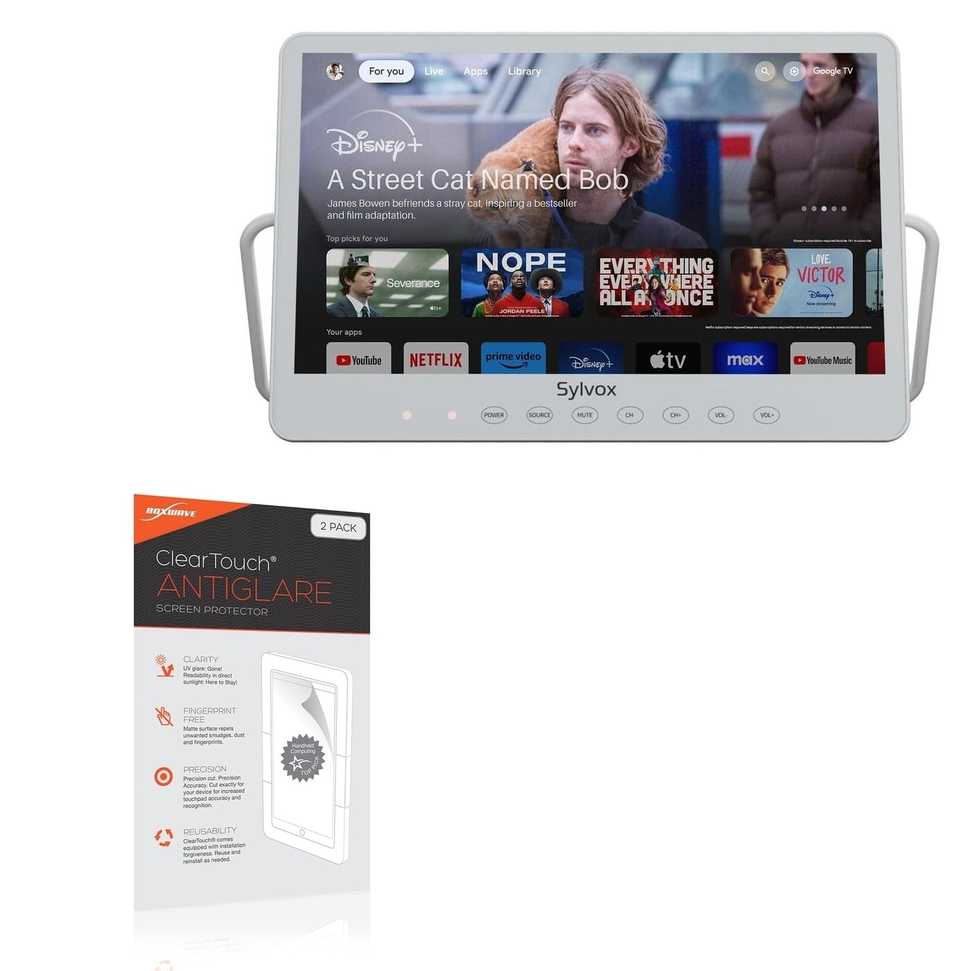 BoxWave Screen Protector Compatible with Sylvox Waterproof Portable TV PT16A0KGGB (15.6 in) - ClearTouch Anti-Glare (2-Pack), Anti-Fingerprint Matte