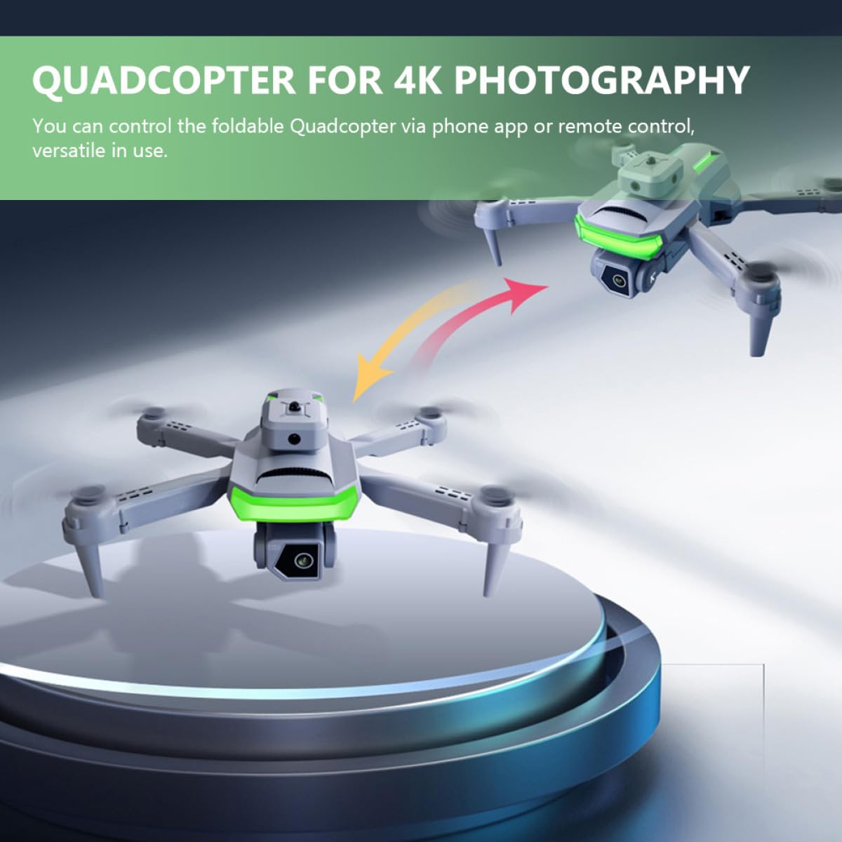 ORFOFE Drone Pieghevole Rc Aereo Telecamera Quadricottero Ricaricabile per Adulti e Adolescenti con Luci LED