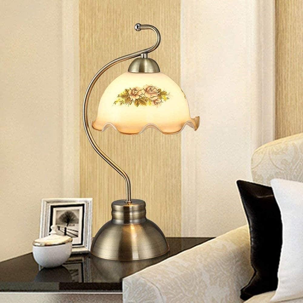 XANAYXWJ Lampy stołowe, biurkowa, Minimalistyczna lampka nocna z szklanym kloszem do sypialni, salonu, sypialni Retro stołowa Ciepła jak zawsze
