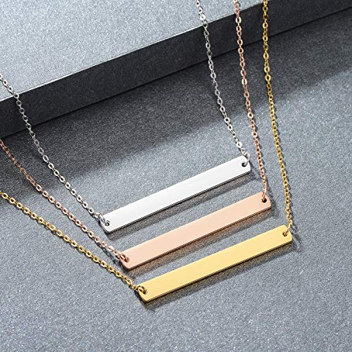 Gold Silver Rose Gold Horizontal Bar Necklace Stainless Steel 18K Gold Plated Bar Necklace Ladies Adjustable Chain3