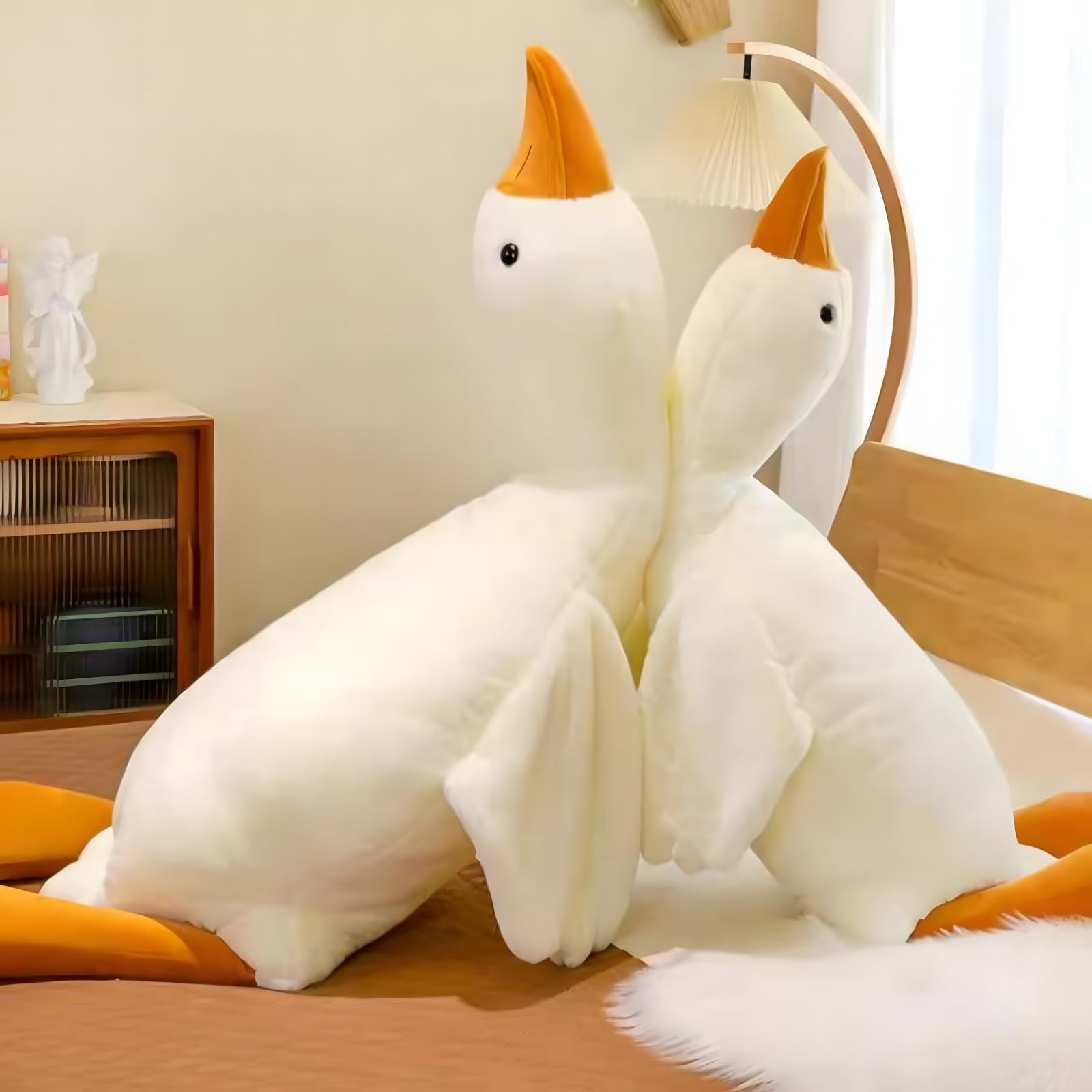 Ryttir Peluche a forma di oca gigante, 160 cm, extra morbido, cuscino da abbracciare con pancia rotonda, decorazione di sicurezza per la cameretta dei bambini (regalo di compleanno neutro)