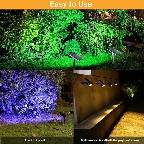 Solar Outdoor Lights, 9 Led Rgb Solar Spot Lights With 3 Lighting Modes And Remote Control, Ip65 Waterproof Solar Landscape Spotlights, Outdoor Lighting Decorative Lights For Garden Yard Pathway #TOP5