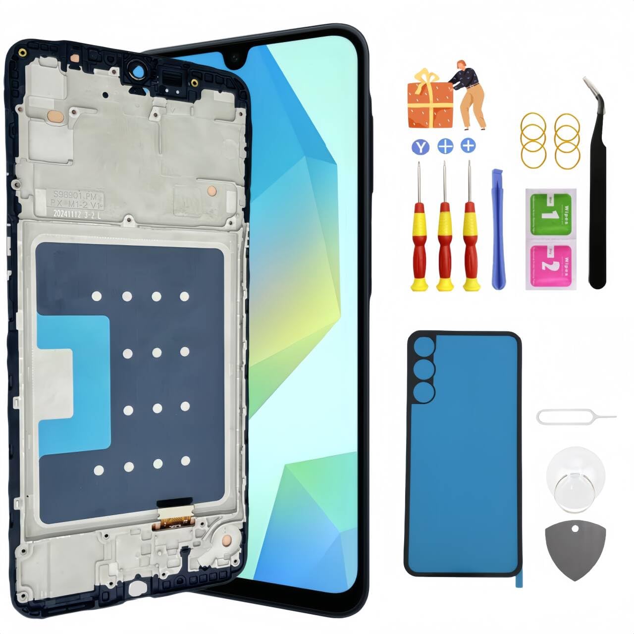 Photo 1 of Galaxy A16 5G LCD Display Screen Assembly Replacement for Samsung A16 5G Touch Digitizer Screen with Frame Toolkits SM-A166U A166U1 A166P with Frame (Not for 4G,SM-A166B)