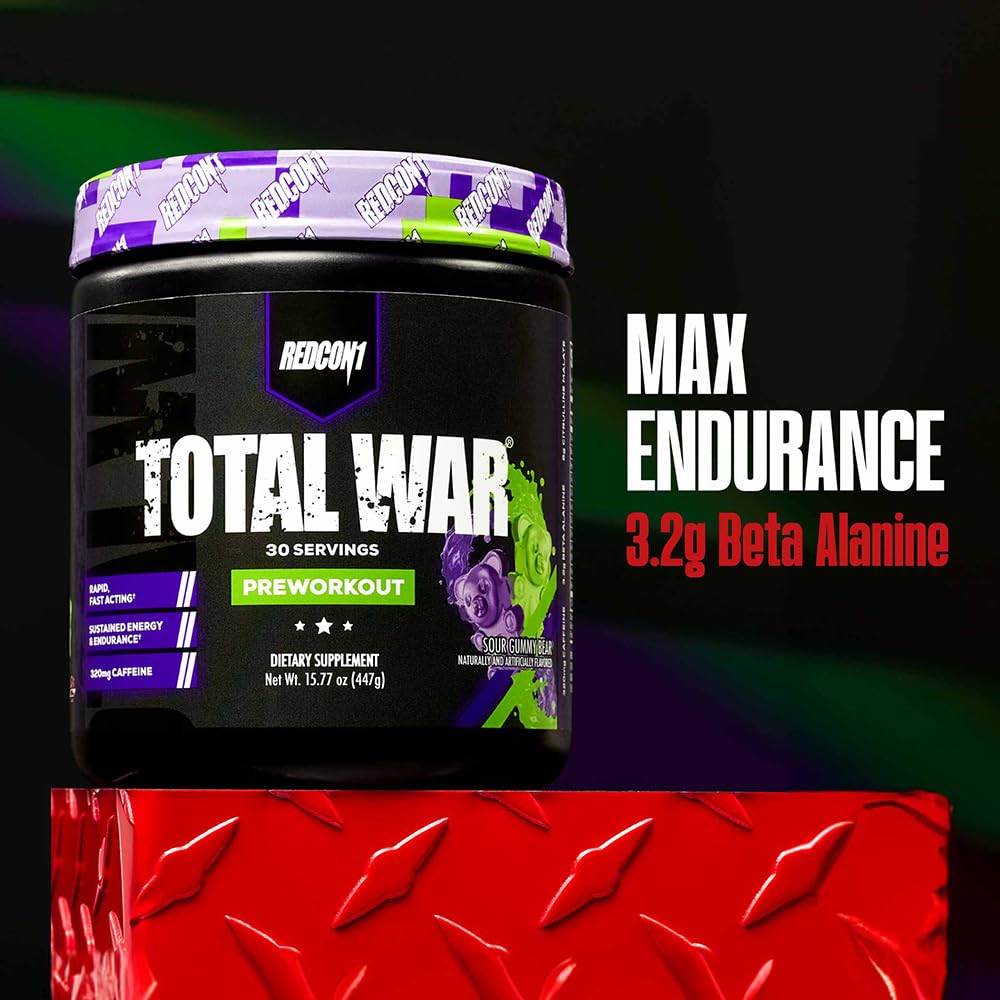 REDCON1 Total War Pre Workout Powder | Blue Raspberry | 320mg Caffeine + Citrulline Malate + Beta Alanine (30 Servings) — Amazon image 6