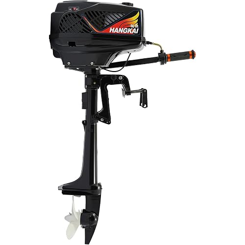 Outboard Motor, 3.6HP 2-Stroke Heavy Duty Outboard Short Shaft Marine Engines Half Water/Half Air-cooling,360° Steering, CDI Ignition for Inflatable, Fishing Boat, Kayak, Inflatable Boats