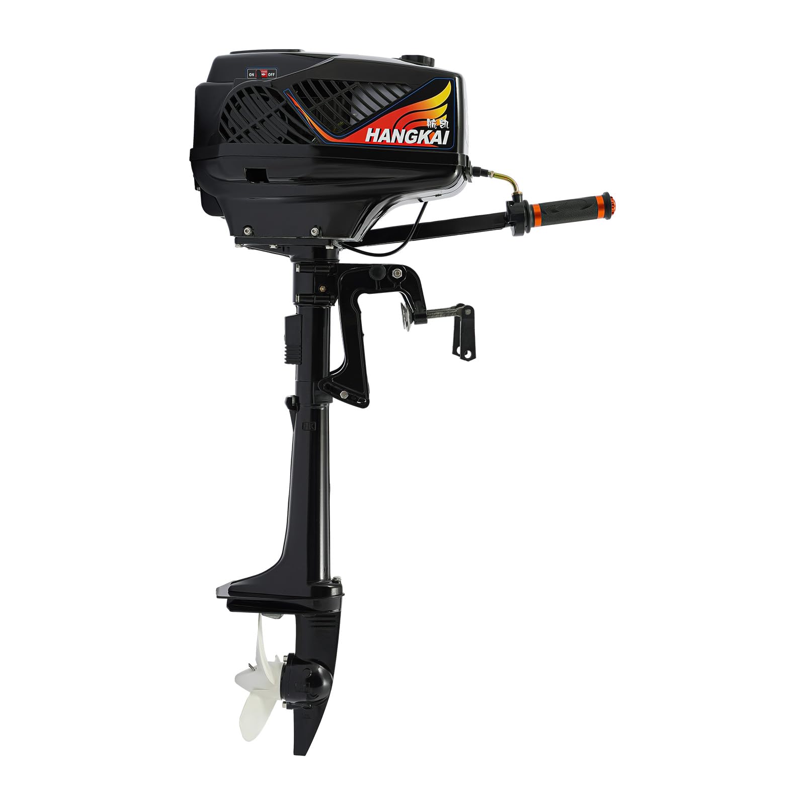 2-Takt Außenborder Motor, 55cc 3,6 PS Benzin Außenbordmotor mit CDI & Kühlung, Kurze Welle, Schlauchboot Motor für Motorboot, Angeln, kleines Fischerboot, inkl. Werkzeugset