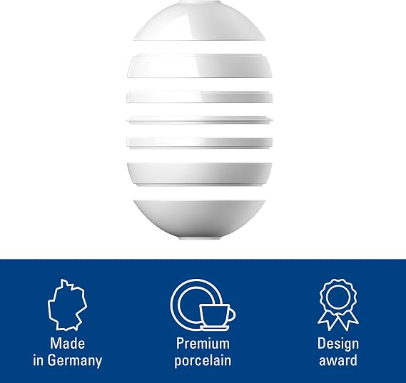 Villeroy & Boch Iconic Collection La Boule, 7-Piece Dinnerware Set for 2, Premium Porcelain, Made in Germany, Dishwasher Safe, 9.5 x 9 in, White