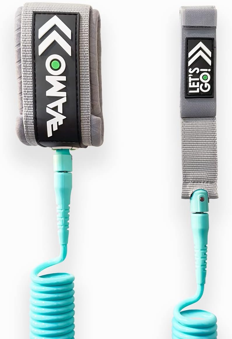 VAMO Premium Coil SUP Leash, 10' and 9' Coiled Paddleboard Leashes. 7mm Thick legrope, Replacement for Stand Up Paddleboards, ISUP or Surf Board