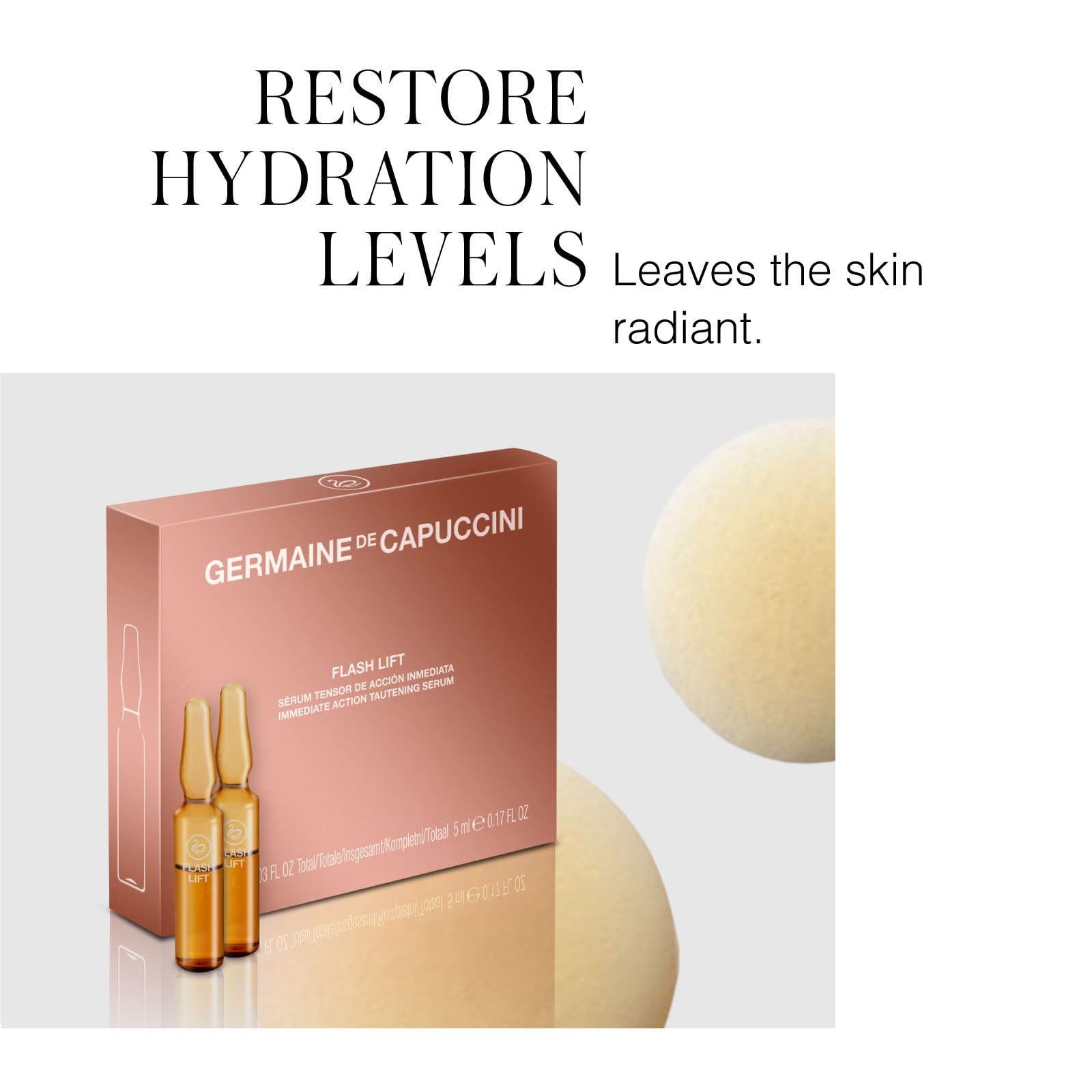 GERMAINE DE CAPUCCINI | OPTIONS - Flash Lift Vial - Facial Serum Ampoules - Perfect and long-lasting makeup finish - Minimizes signs of fatigue and reduces wrinkles - 5 vials of 1 ml each