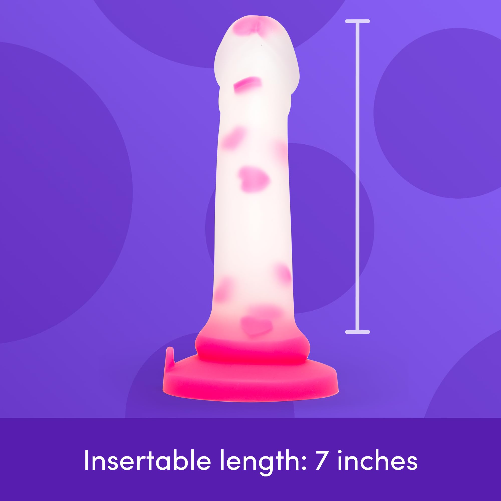 Lovehoney Heart Realistic Dildo | 8 Inch Suction Cup Dildo for Women | Liquid Silicone Curved Strap On Harness Compatible | Curved G Spot Stimulator | Adult Sex Toys for Couples | Clear & Pink