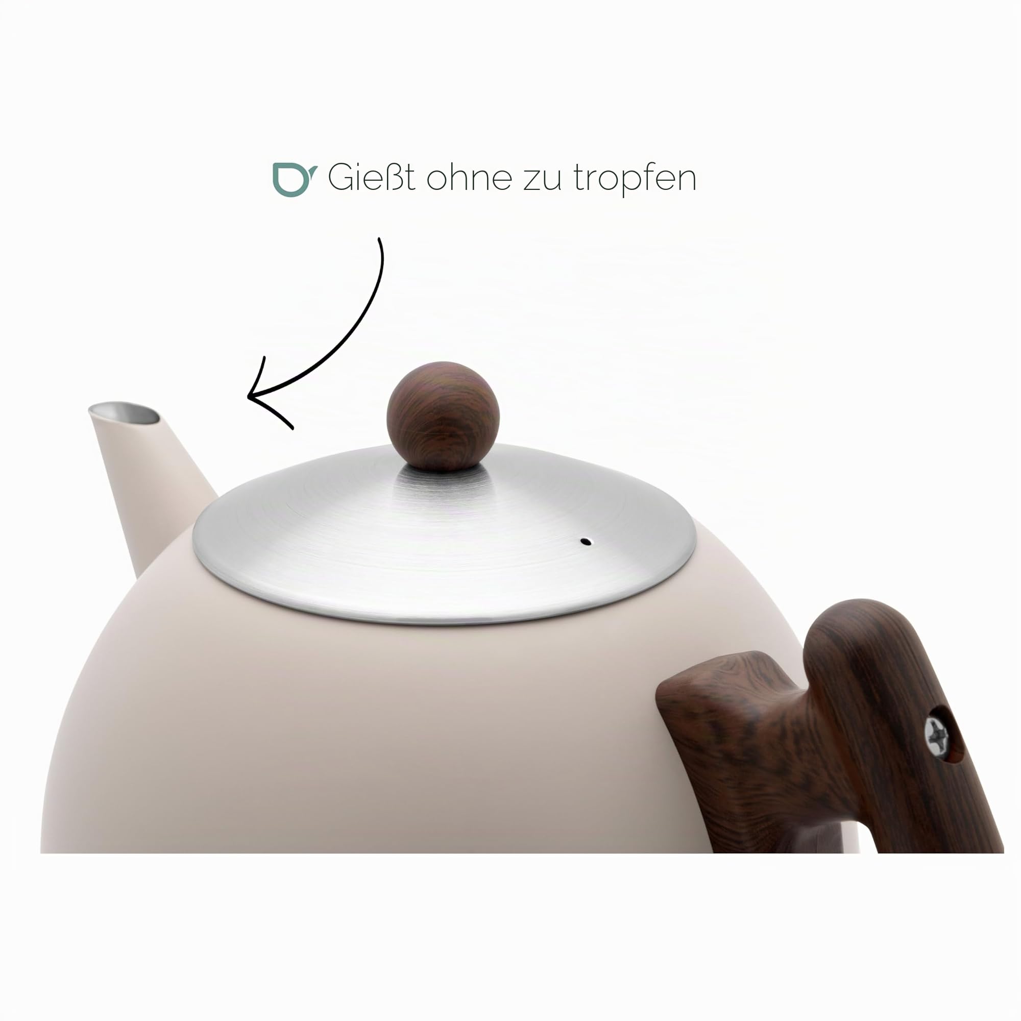 Bredemeijer große beigefarbene bauchige doppelwandige Edelstahl Teekanne 1.2 Liter - isolierende Kanne für Tee - längerer warmer Teegenuss