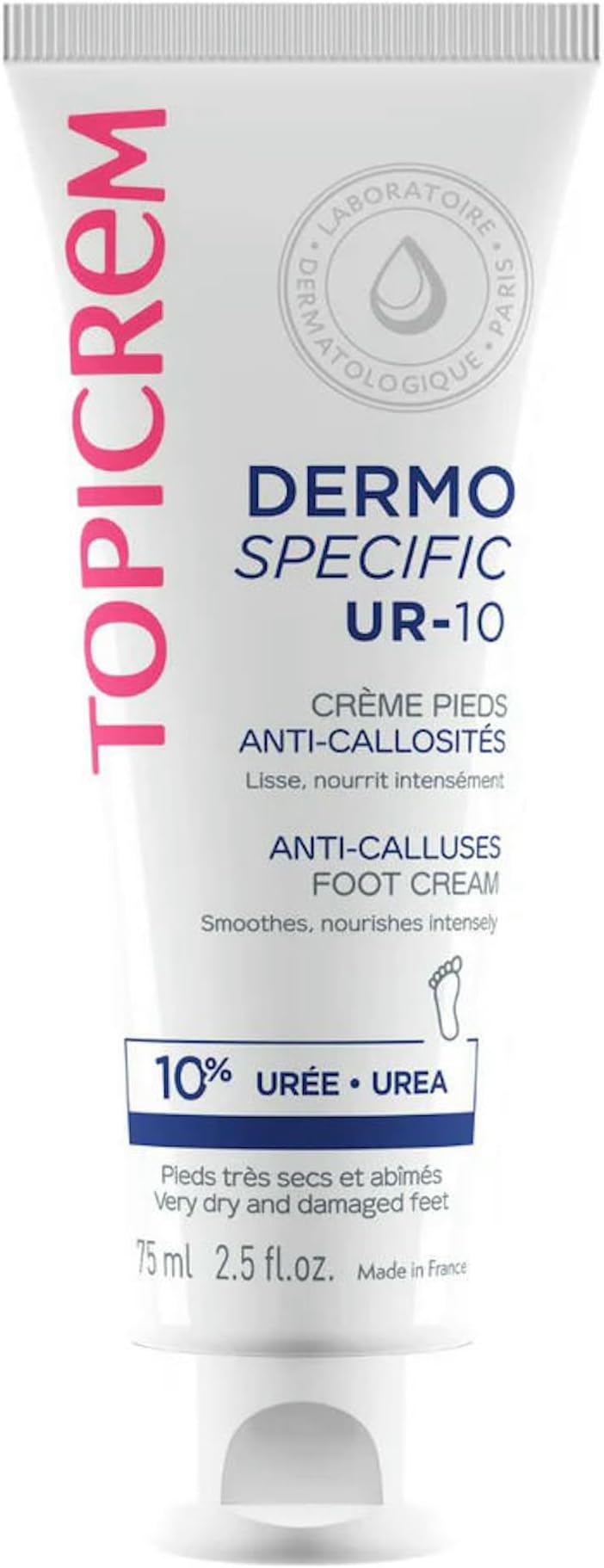 Topicrem - UR-10, Callus Repair Foot Cream - Smooths, Nourishes, Repairs Dry and Damaged Feet - Skin Care for Teens and Adults - Creamy Texture - Tube 75 ml