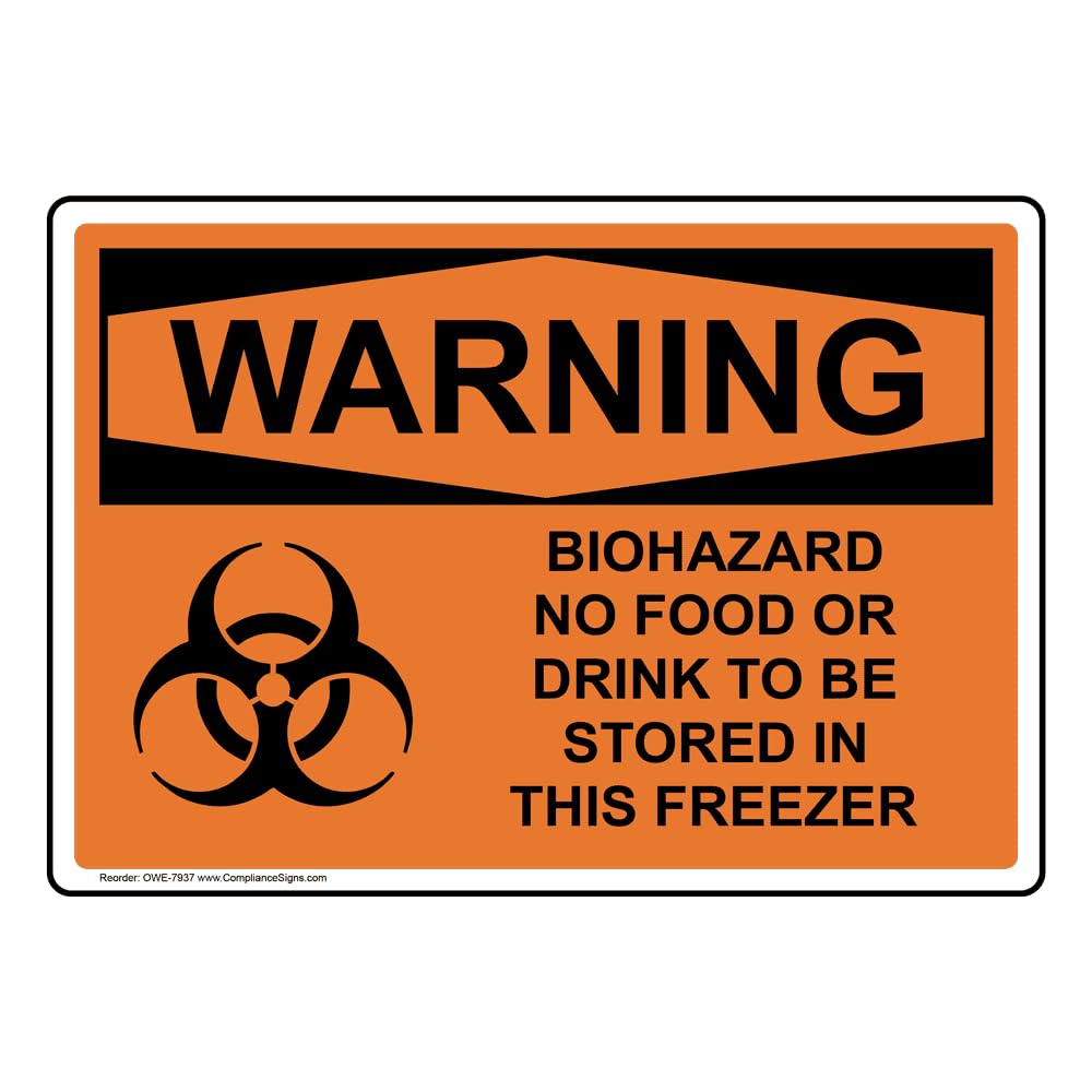 Amazon.com: ComplianceSigns.com WARNING Biohazard No Food Or Drink