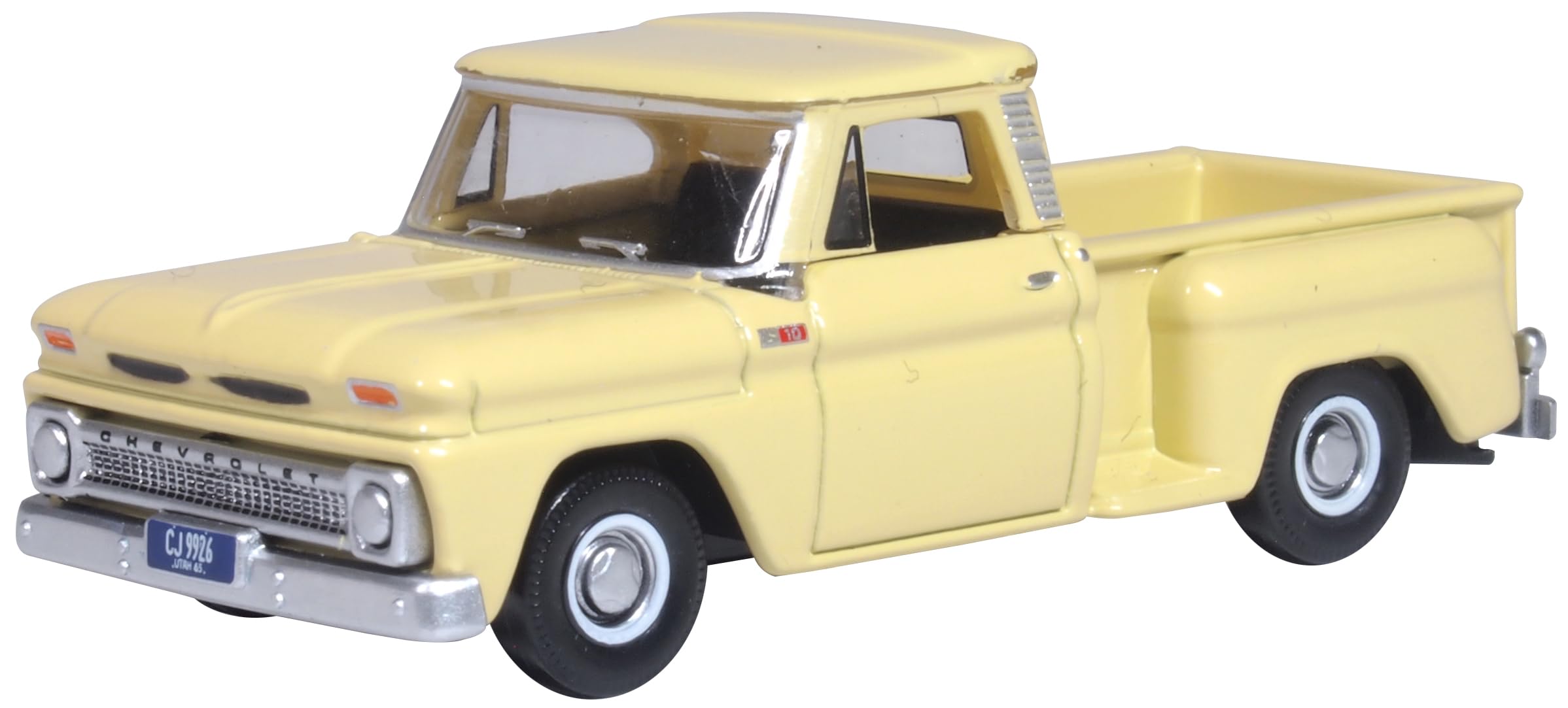1965 Chevy C10 Stepside Pickup Truck Yellow 1/87 (HO) Scale Diecast Model Car 87CP65007