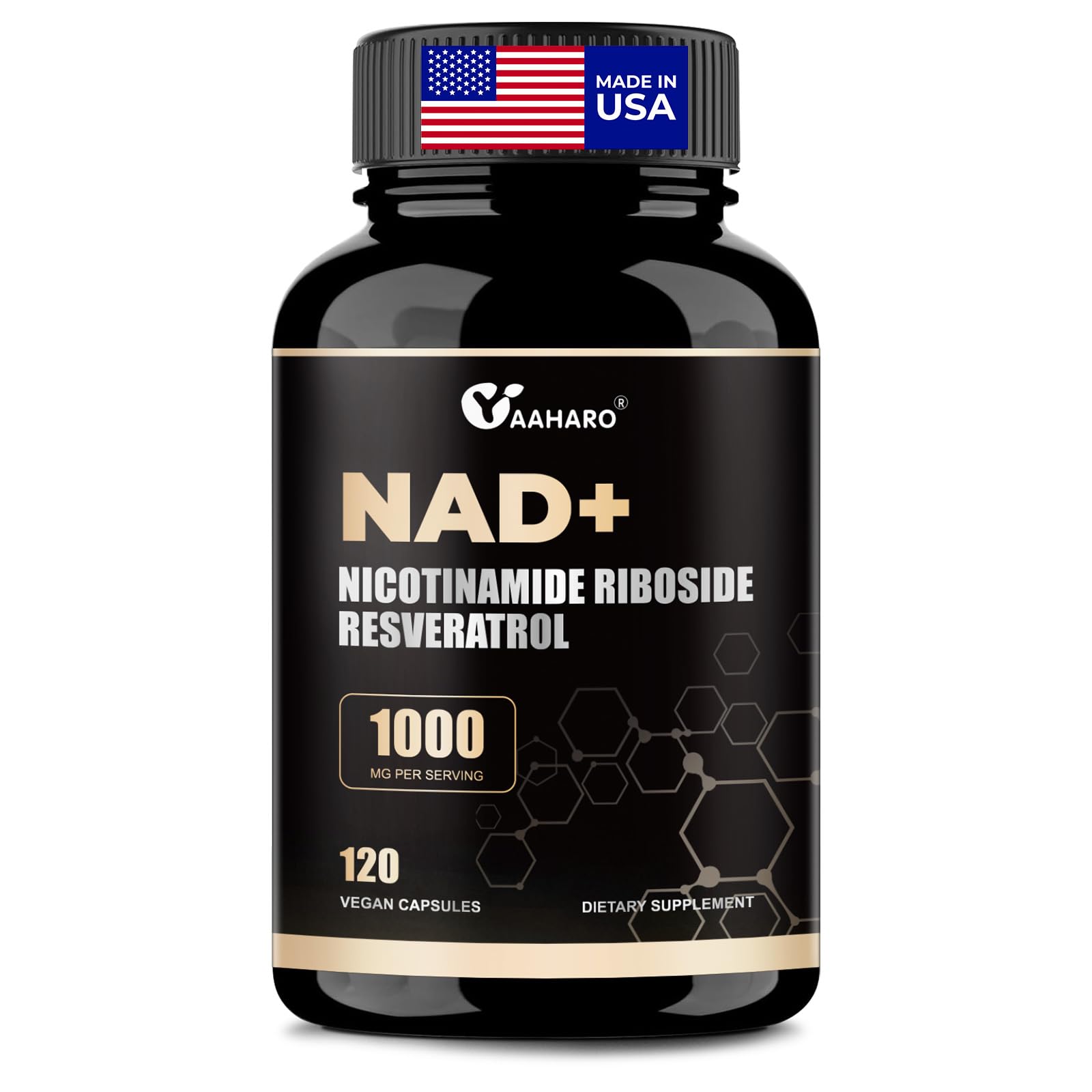 NAD Supplement 120 Capsules - Liposomal Nicotinamide Riboside w/Trans-Resveratrol & Quercetin - 1000mg NAD+ Supplement for Men and Women - Supports Energy and Focus - 60 Days Supply