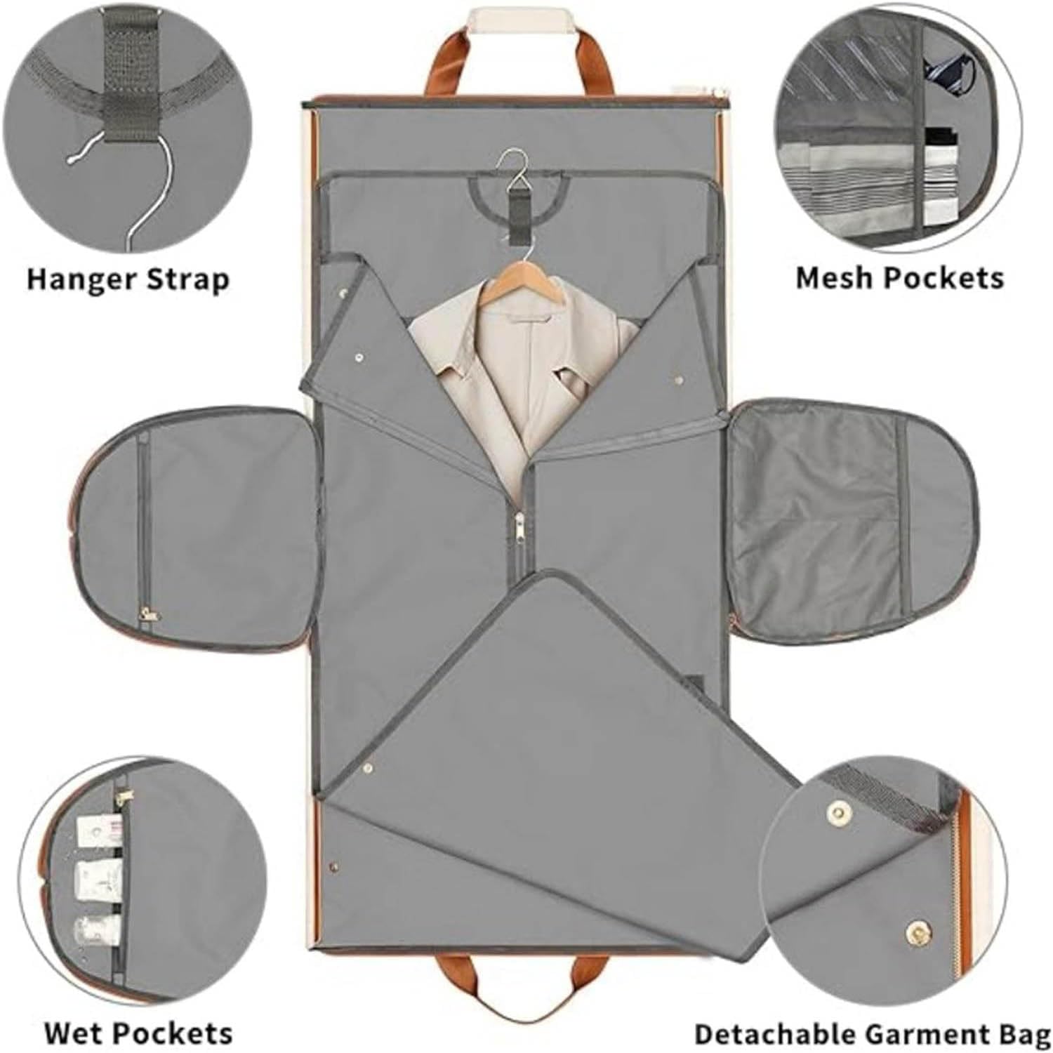 Bolsas de viaje para ropa, bolsa de lona para colgar trajes, bolsa cruzada y mochila convertible, tela Oxford