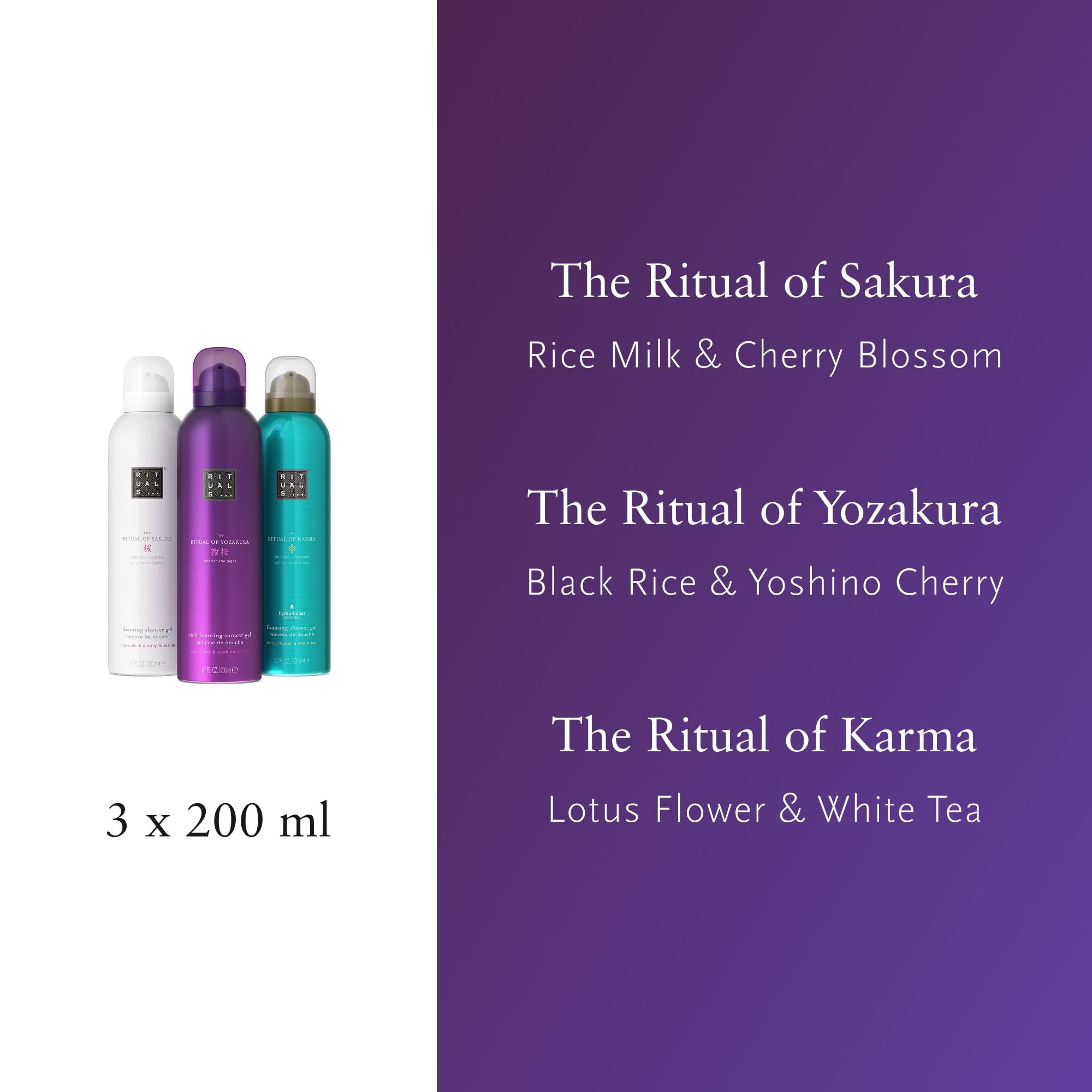 RITUALS Duschschaum Geschenkset – Luxuriöses Pflegeset The Ritual of Sakura, Karma und Yozakura - 3x200ml