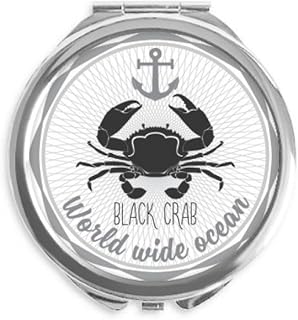 Crab Sketch Marine Organism Pattern Hand Compact Mirror Round Portable Pocket Glass