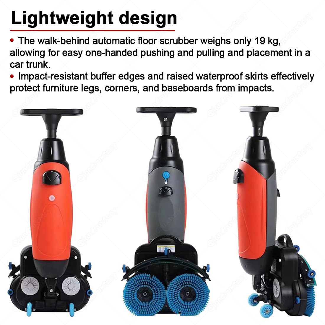 Scrubber Professionale con Serbatoi Separati da 4.5L E 7.5L,Spazzole di Pulizia Motorizzate da 430mm,Soluzione di Pulizia Efficace con Copertura di 1200 M²/H,per Domestico E Commerciale