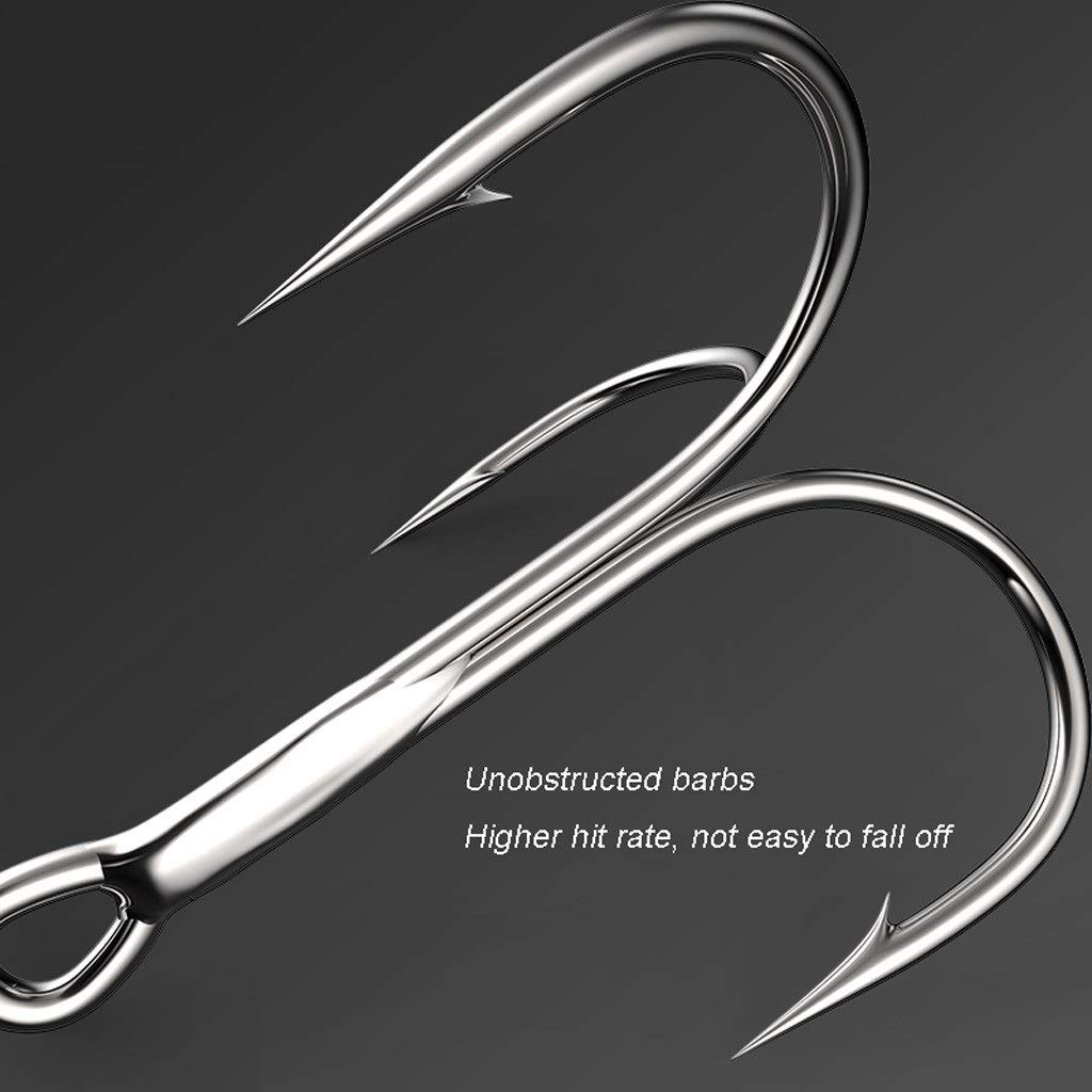 Amo da Pesca Classic ad Alta Resistenza ami da Pesca Tackle Hook a Tre Artigli con spinato Adatti for Medie e Grandi Pesci, 20 Pz ami da Pesca(3/0#)