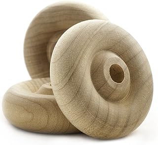 Wooden Toy Wheels 1-1/2 inch Diameter 1/2 inch Width with a 1/4 inch Hole, Bag of 100