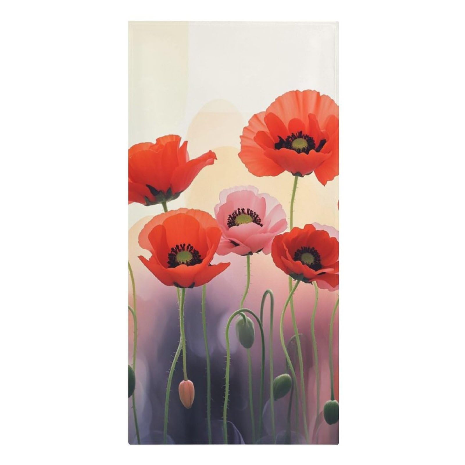 Fodpand Girls Style Lightweight Microfiber Large Overszed Watercolor Red Poppy Flowers Beach Towel 30.3X61.4 In Sand Blanket Travel, Swim, Bathroom, Women Adults Gift Soft Big Pool Swim Towels